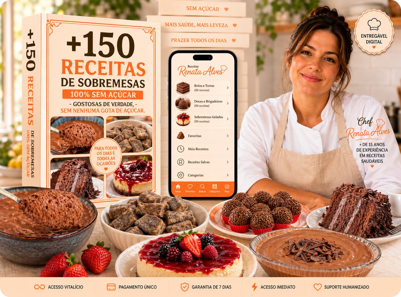Chef Renata Alves presenting +150 100% Sugar-Free Desserts